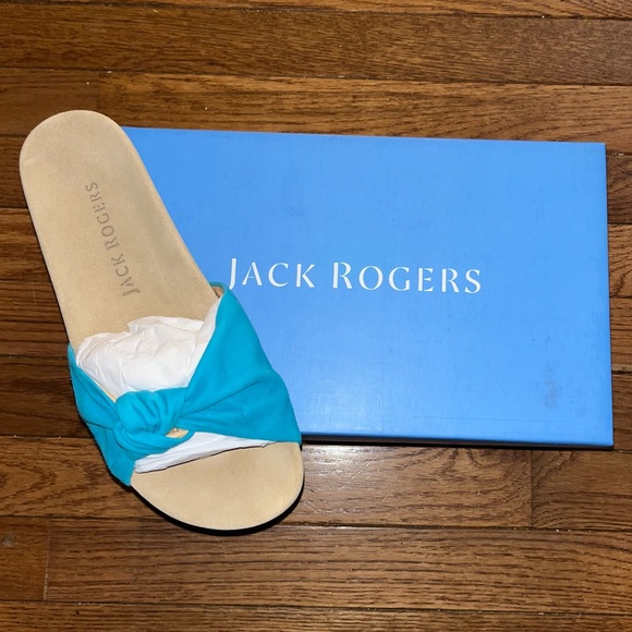 Jack Rodgers Aqua Knot Phoebe Suede Slide Sandals Women’s Size 8 NEW - Picture 2 of 7